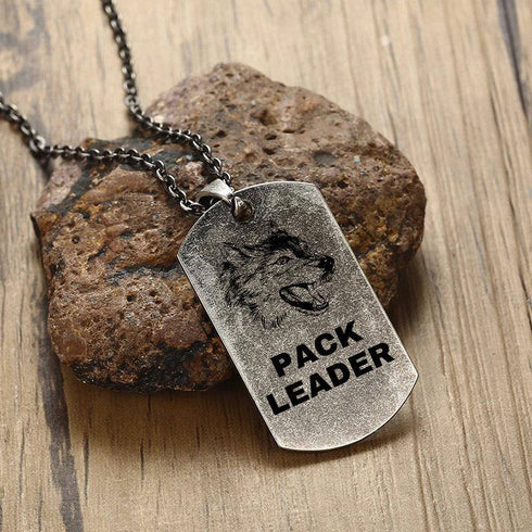 Pendentif Loup Gravé (Acier)